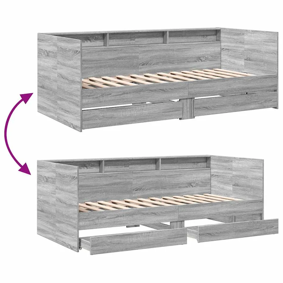 Lit de jour avec tiroirs sans matelas sonoma gris 90x200 cm - 8