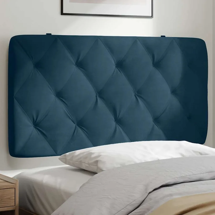 Coussin de tête de lit bleu 100 cm velours