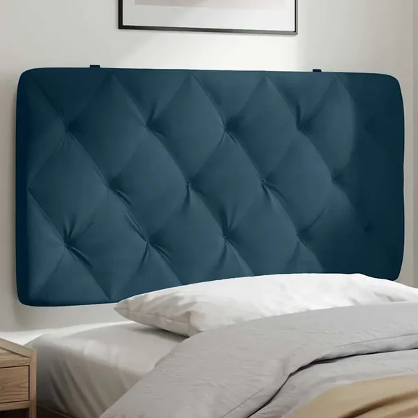 Coussin de tête de lit bleu 100 cm velours