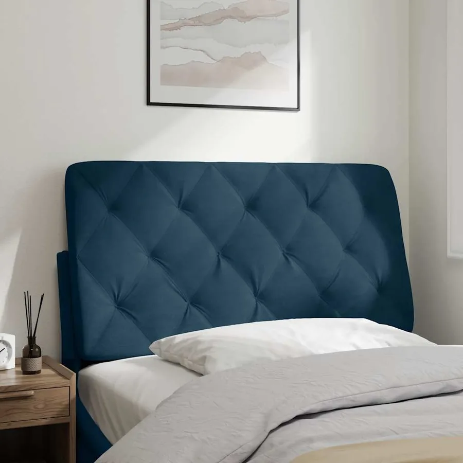 Coussin de tête de lit bleu 100 cm velours - 3