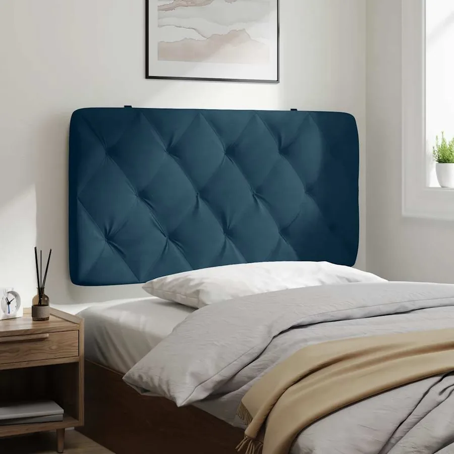 Coussin de tête de lit bleu 100 cm velours - 4