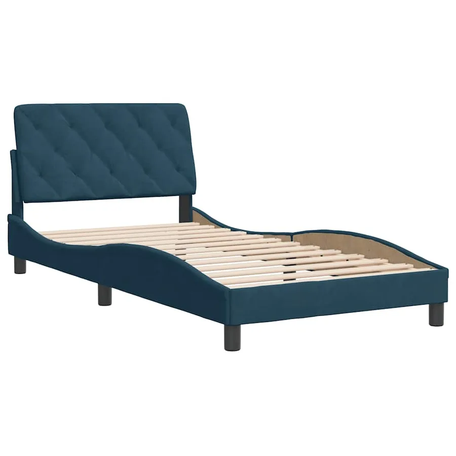 Cadre de lit sans matelas bleu 100x200 cm velours - 2