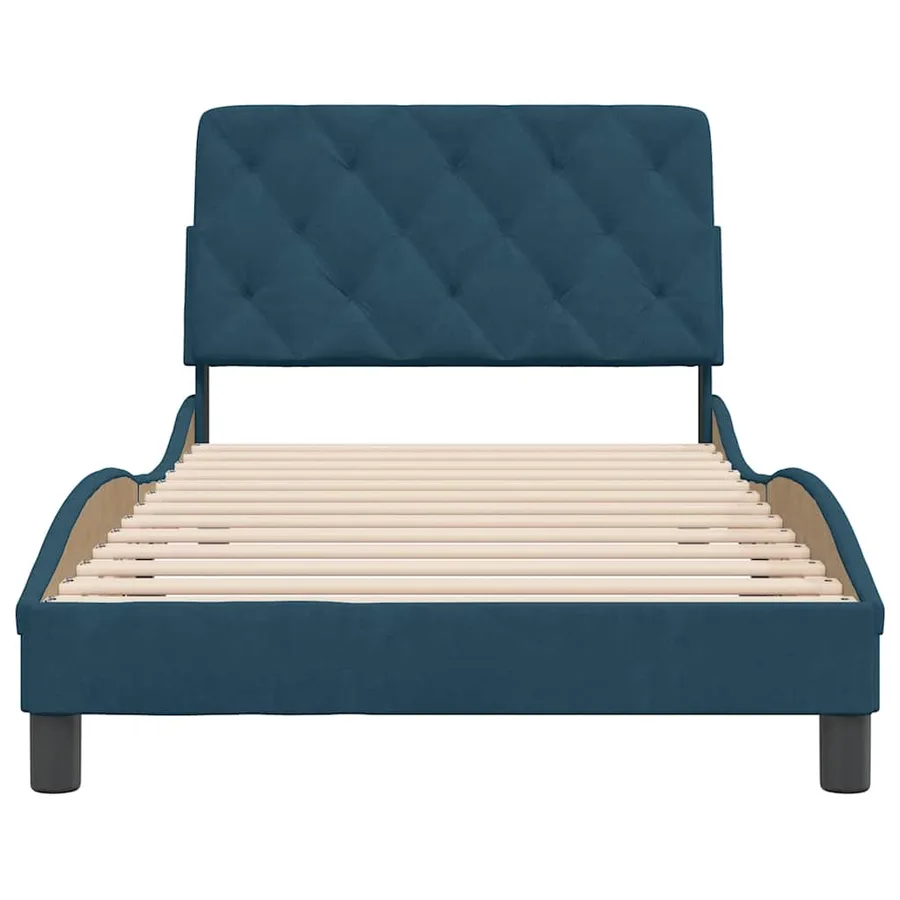 Cadre de lit sans matelas bleu 100x200 cm velours - 4