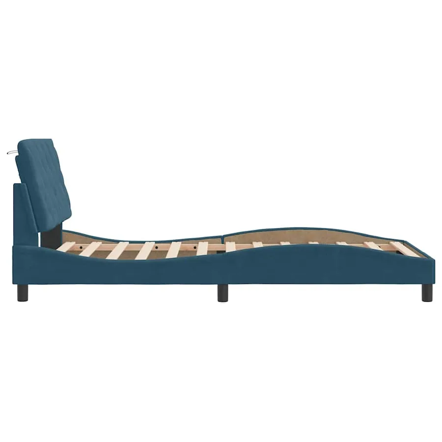 Cadre de lit sans matelas bleu 100x200 cm velours - 6