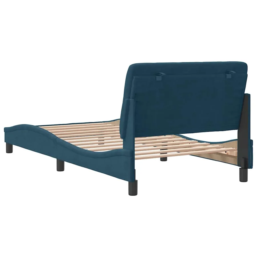 Cadre de lit sans matelas bleu 100x200 cm velours - 7