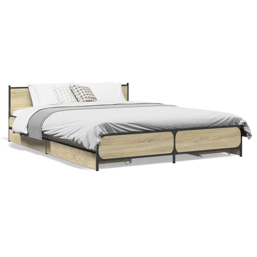 Cadre de lit avec tiroirs sans matelas chêne sonoma 120x190 cm - 2