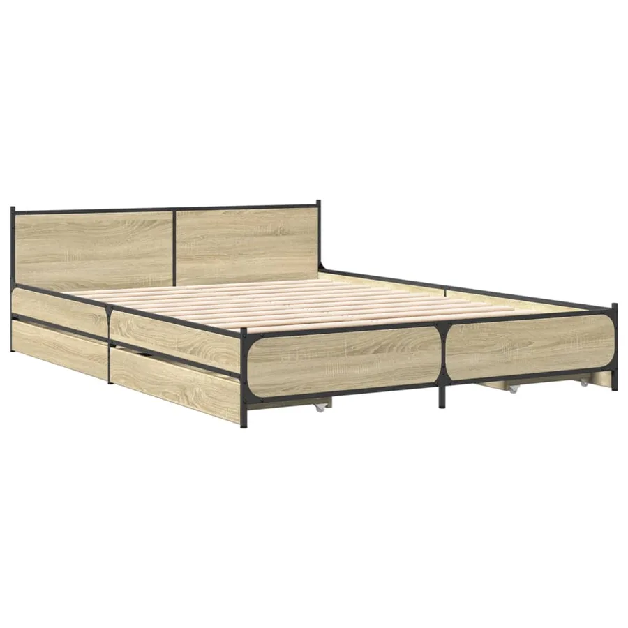 Cadre de lit avec tiroirs sans matelas chêne sonoma 120x190 cm - 3