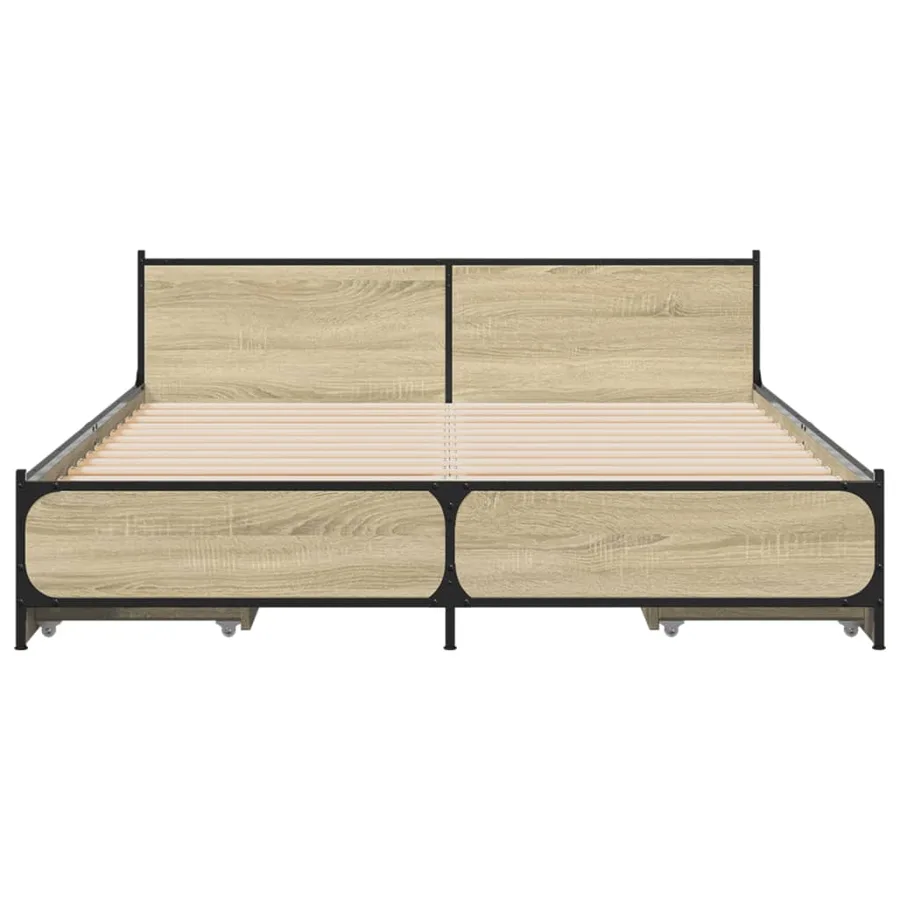 Cadre de lit avec tiroirs sans matelas chêne sonoma 120x190 cm - 4