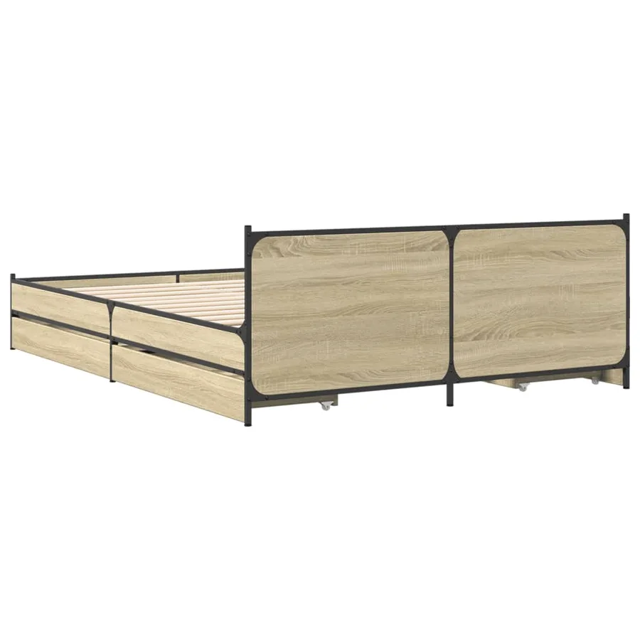 Cadre de lit avec tiroirs sans matelas chêne sonoma 120x190 cm - 6