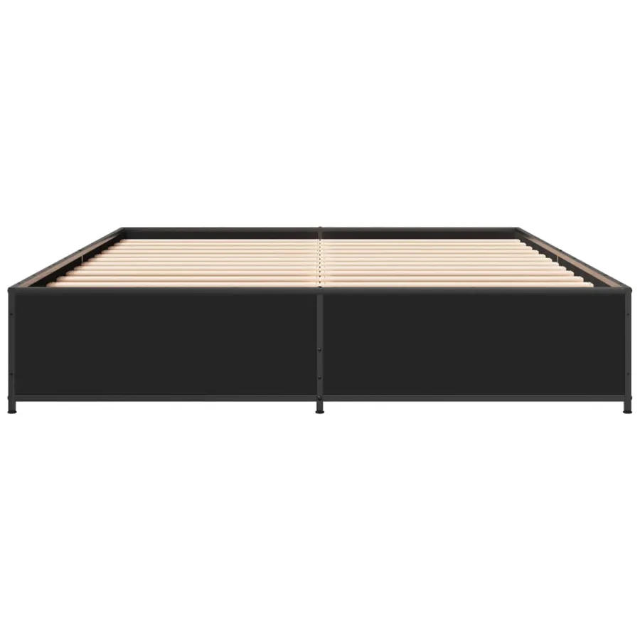 Cadre de lit sans matelas noir 150x200 cm - 4