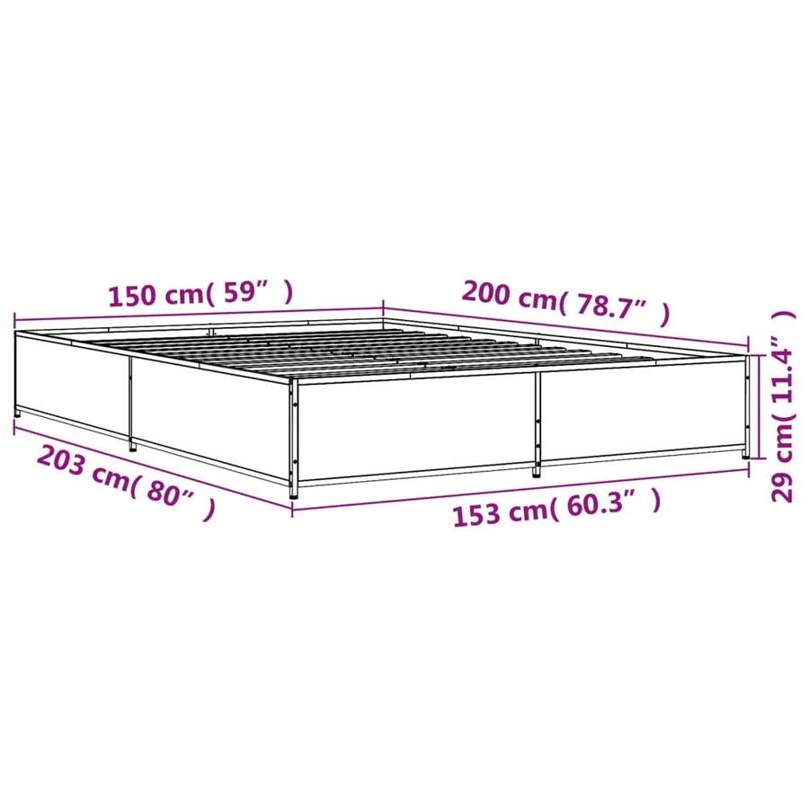 Cadre de lit sans matelas noir 150x200 cm - 9