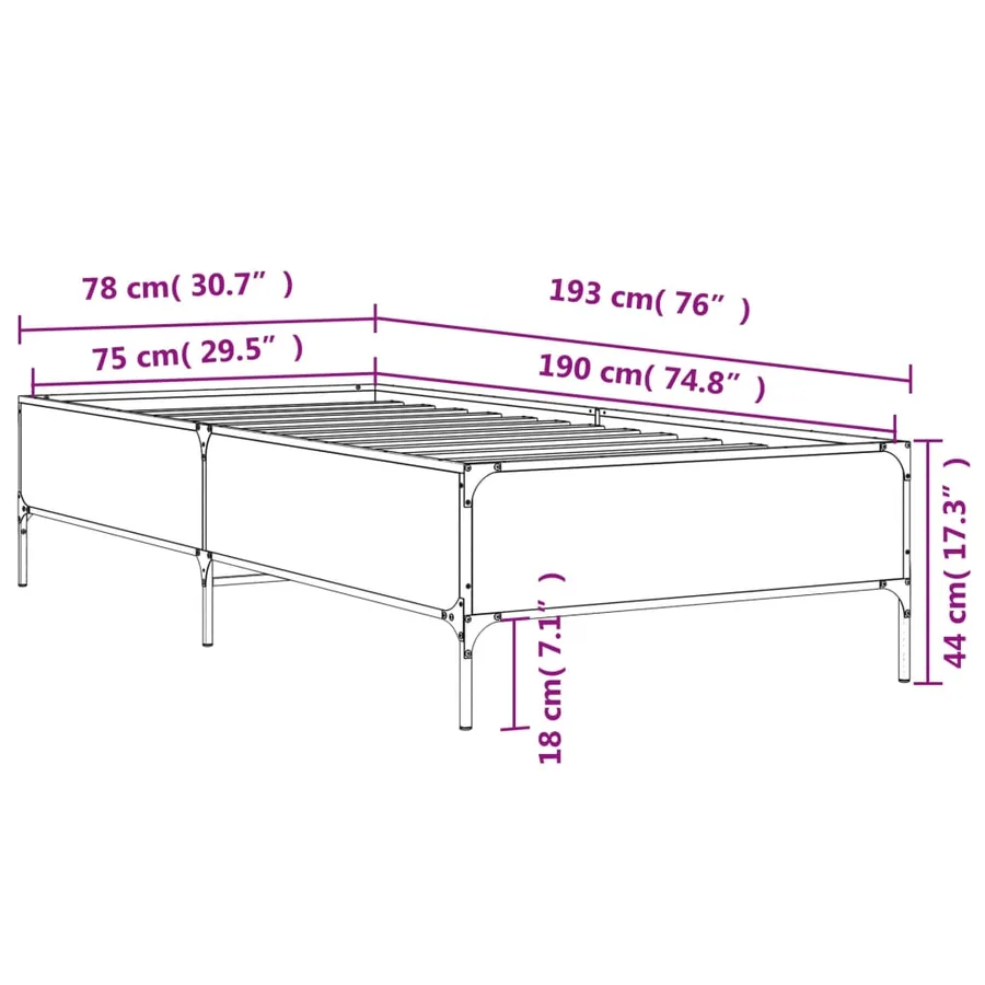 Cadre de lit sans matelas chêne marron 75x190 cm - 9