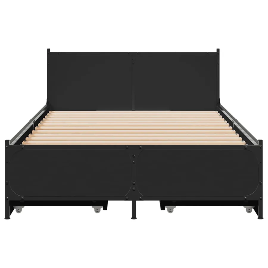 Cadre de lit avec tiroirs sans matelas noir 75x190 cm - 4