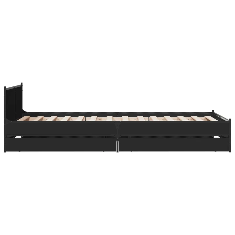 Cadre de lit avec tiroirs sans matelas noir 75x190 cm - 5