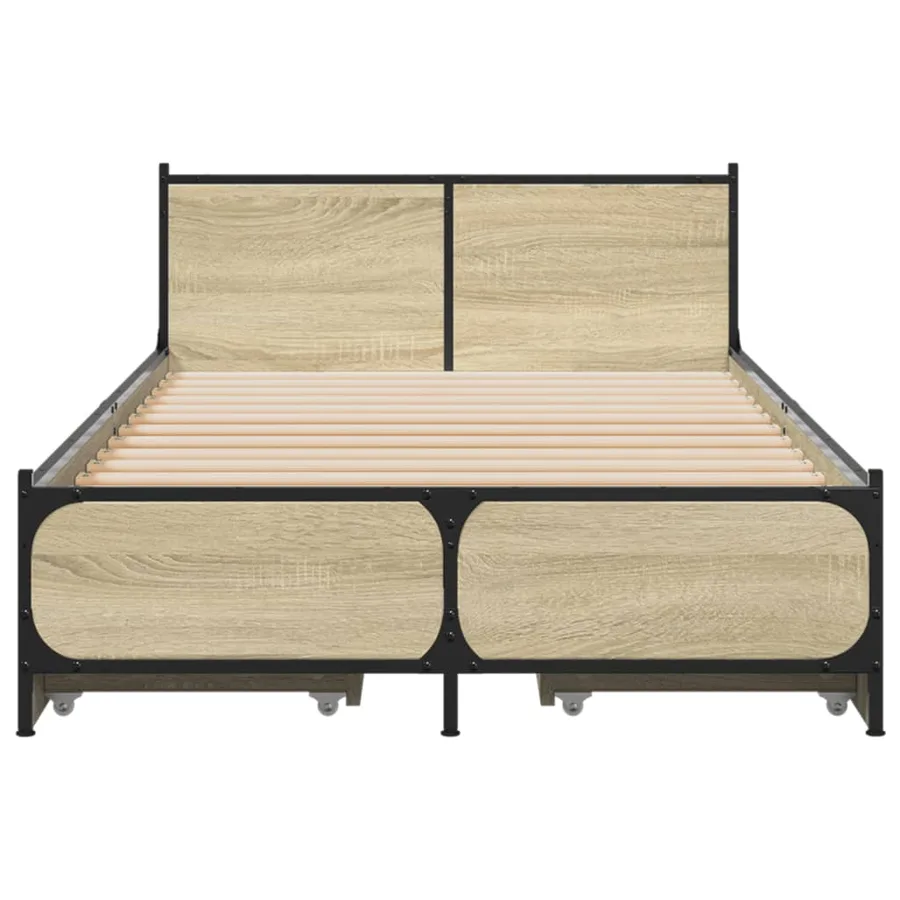 Cadre de lit avec tiroirs sans matelas chêne sonoma 90x190 cm - 4
