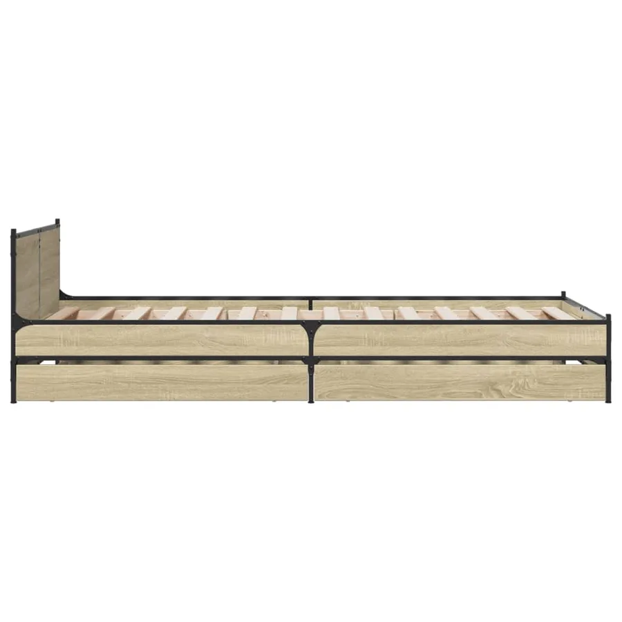 Cadre de lit avec tiroirs sans matelas chêne sonoma 90x190 cm - 5
