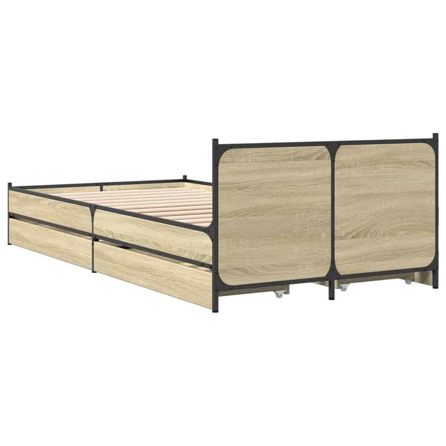 Cadre de lit avec tiroirs sans matelas chêne sonoma 90x190 cm - 6