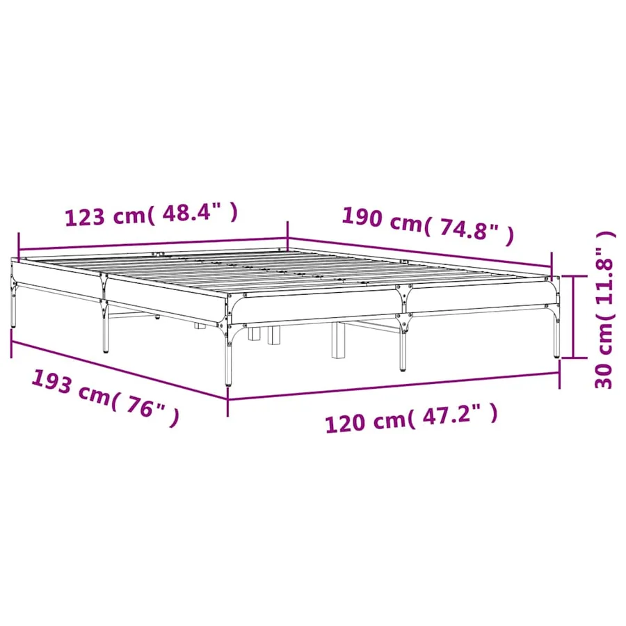 Cadre de lit sans matelas sonoma gris 120x190 cm - 9