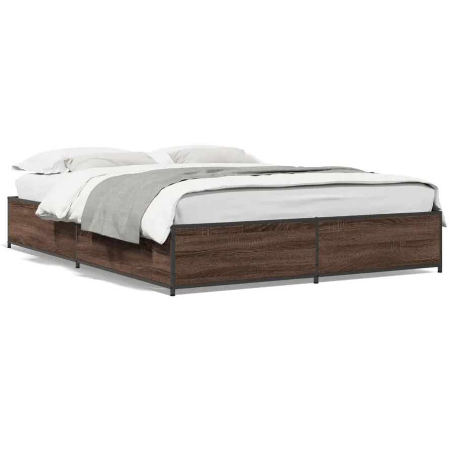 Cadre de lit sans matelas chêne marron 140x190 cm - 2