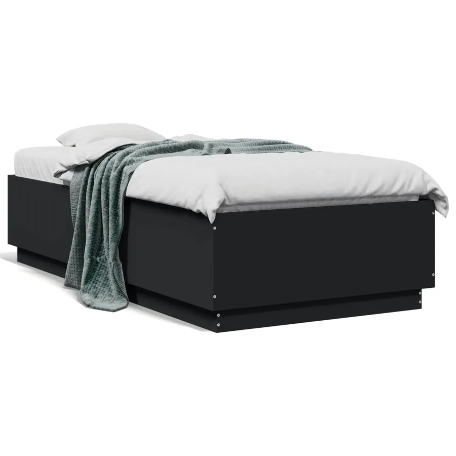 Cadre de lit sans matelas noir 75x190 cm - 2