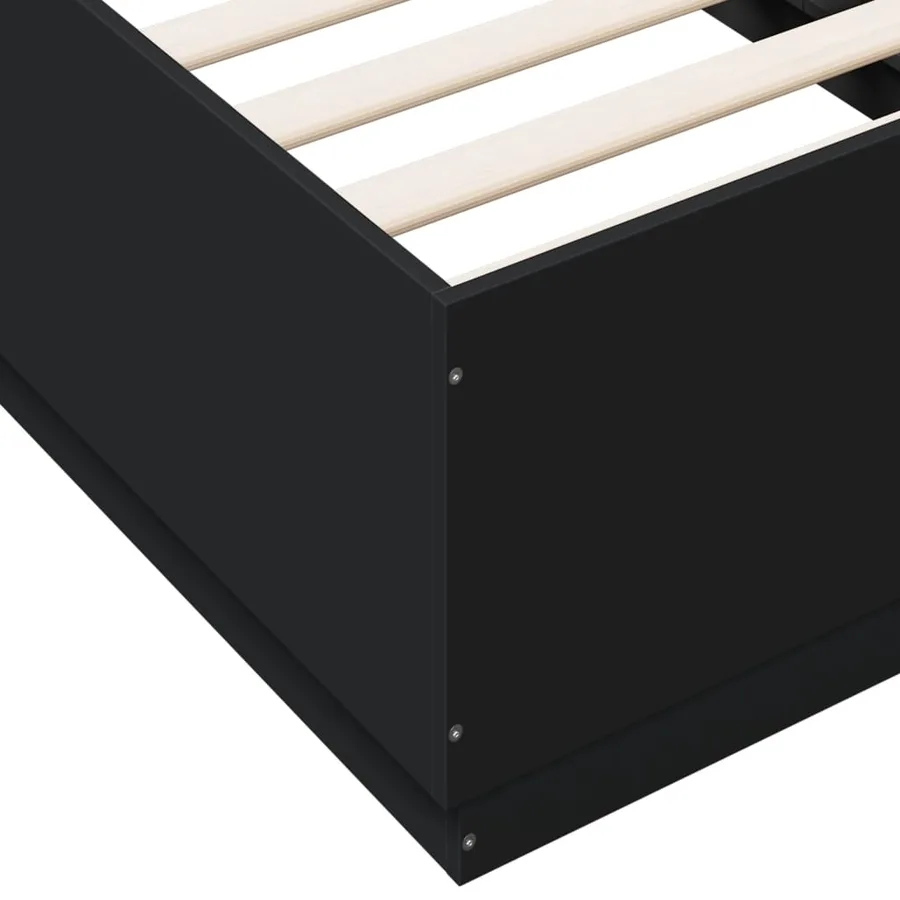 Cadre de lit sans matelas noir 75x190 cm - 7