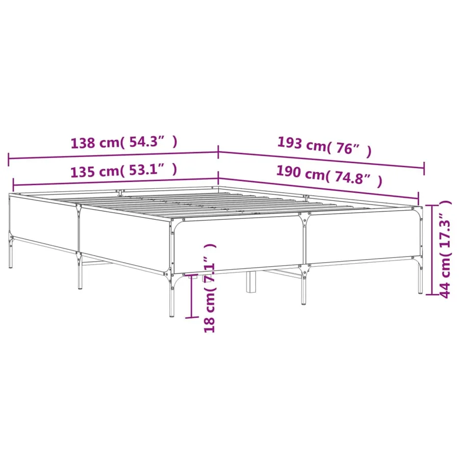 Cadre de lit sans matelas chêne marron 135x190 cm - 9