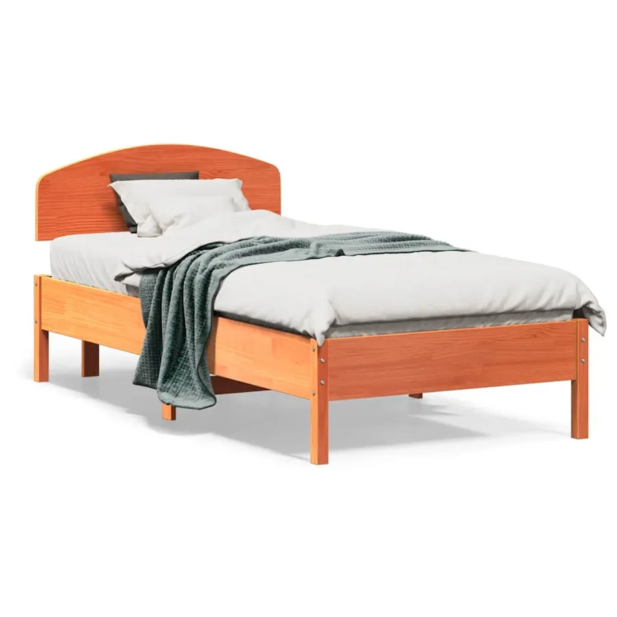 Cadre de lit sans matelas cire marron 75x190 cm bois pin massif - 2