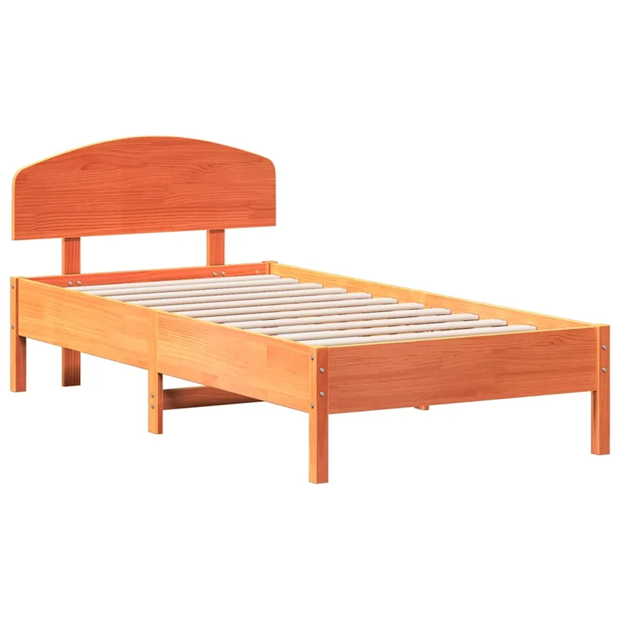 Cadre de lit sans matelas cire marron 75x190 cm bois pin massif - 3