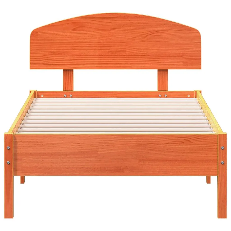 Cadre de lit sans matelas cire marron 75x190 cm bois pin massif - 4