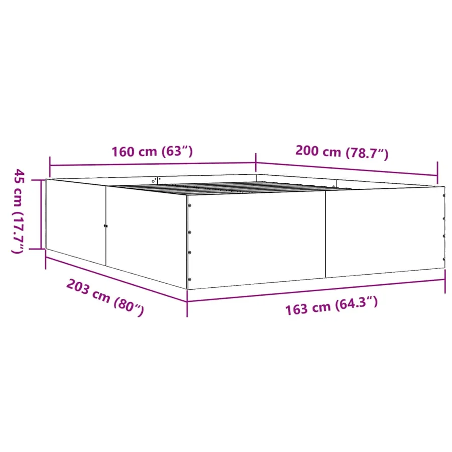 Cadre de lit sans matelas sonoma gris 160x200 cm - 10