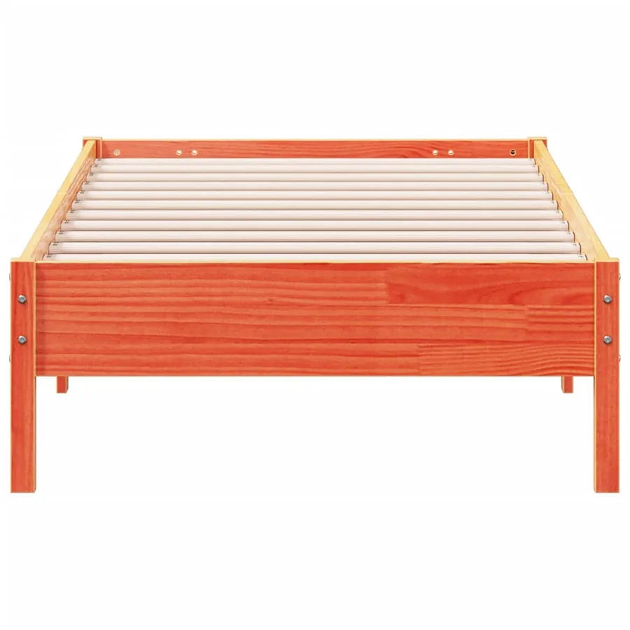 Cadre de lit sans matelas cire marron 100x200cm bois pin massif - 4