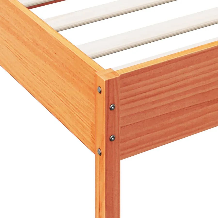 Cadre de lit sans matelas cire marron 100x200cm bois pin massif - 7