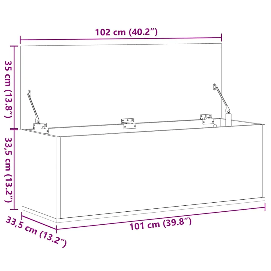 Boîte de rangement chêne marron 102x35x35 cm bois d'ingénierie - 11