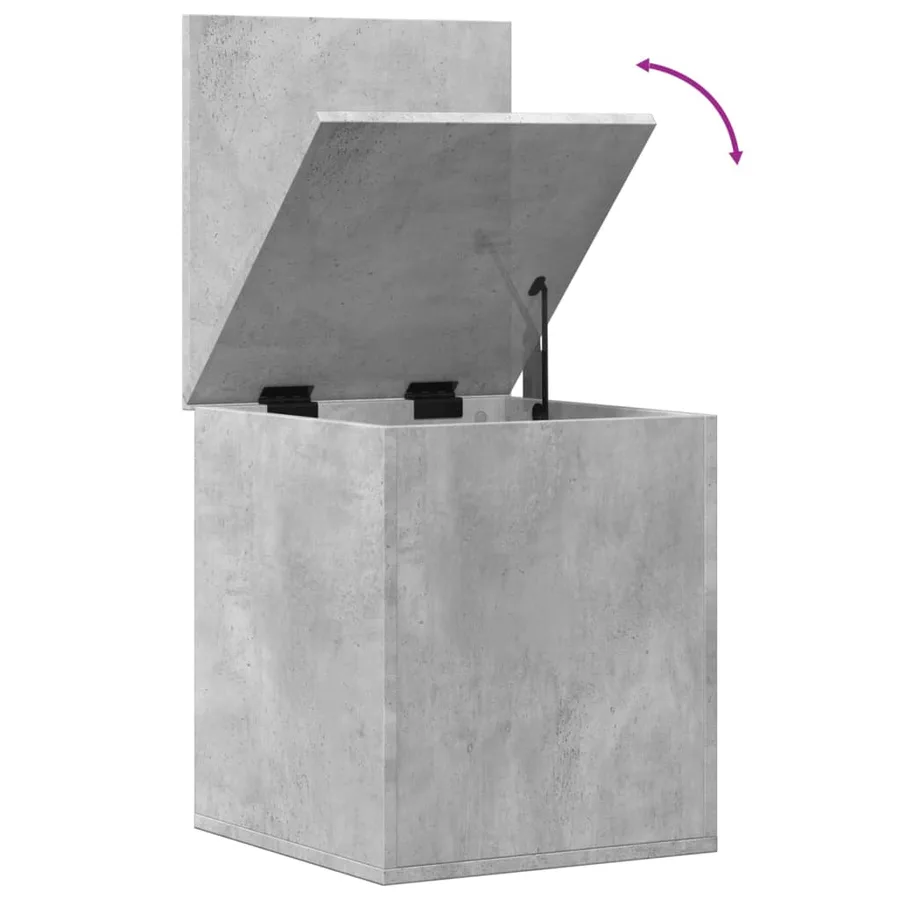 Boîte de rangement gris béton 40x42x46 cm bois d'ingénierie - 8