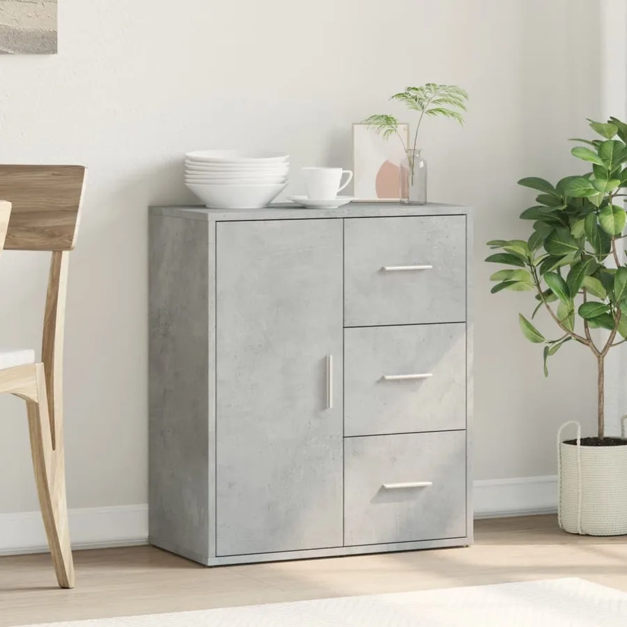 Buffet gris béton 60x31x70 cm bois d'ingénierie - 3