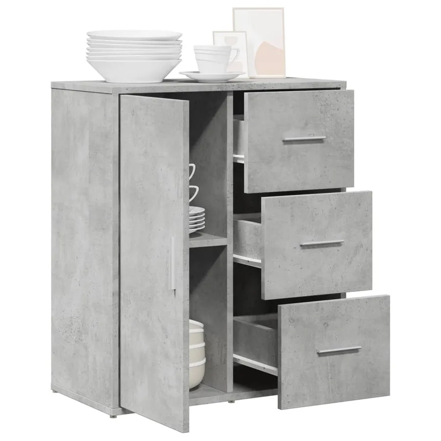 Buffet gris béton 60x31x70 cm bois d'ingénierie - 4