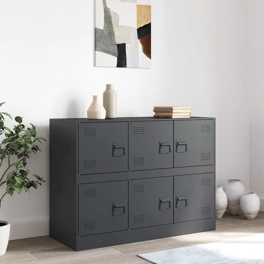 Buffet anthracite 99x39x73 cm acier - 3