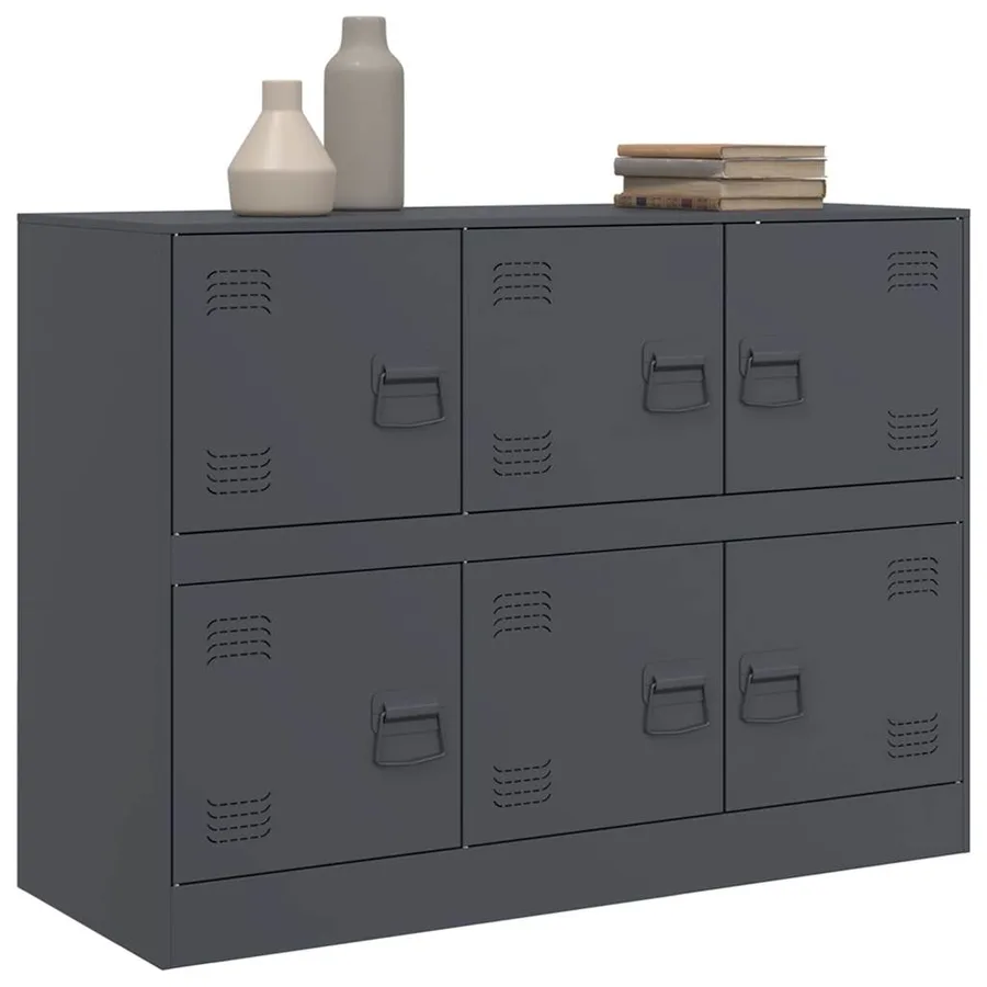 Buffet anthracite 99x39x73 cm acier - 4