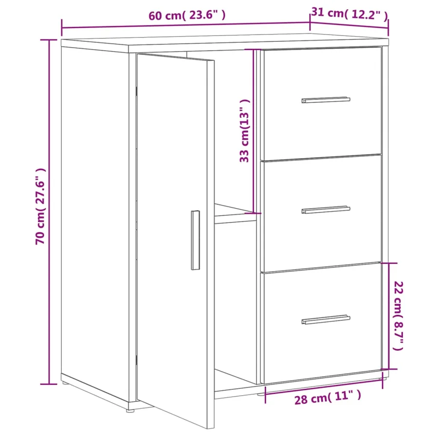 Buffet sonoma gris 60x31x70 cm bois d'ingénierie - 10