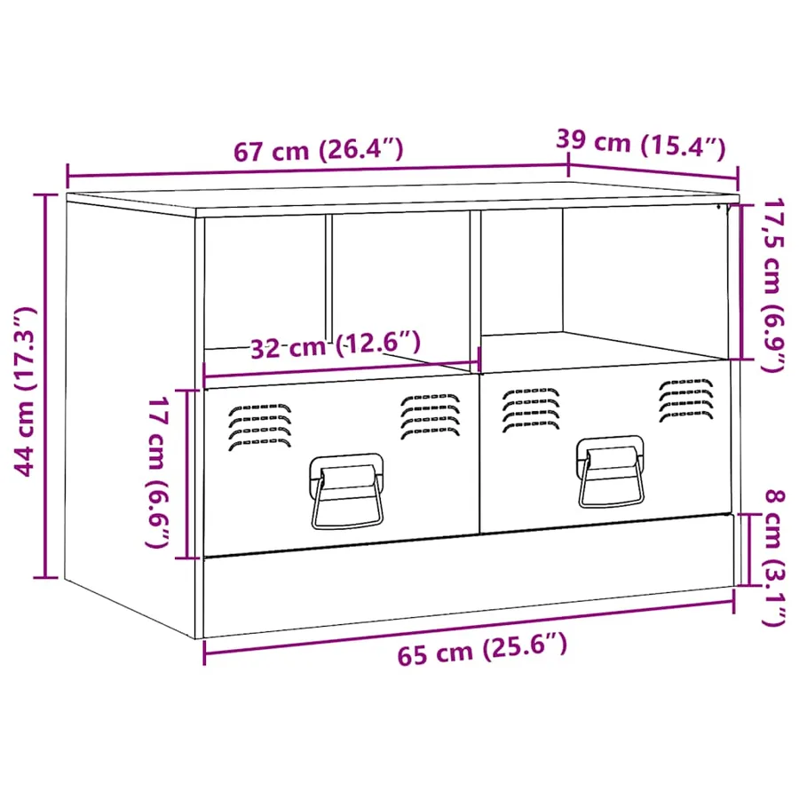 Meuble TV rose 67x39x44 cm acier - 14