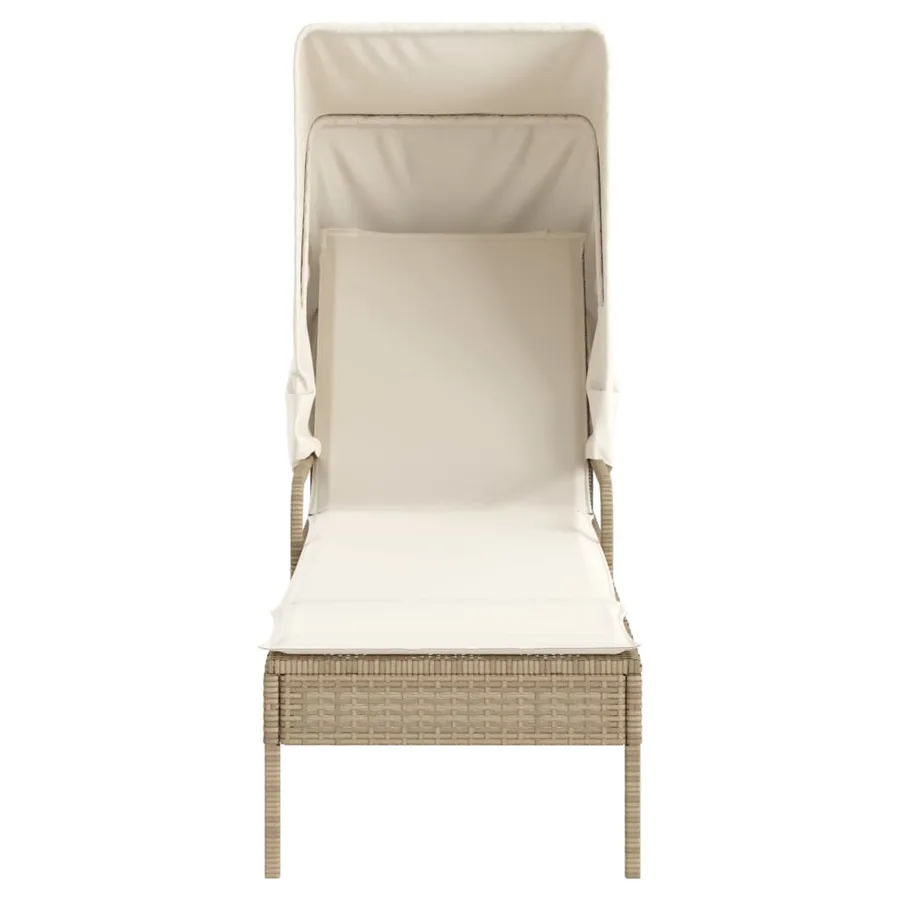 Chaise longue avec auvent gris résine tressée - 14