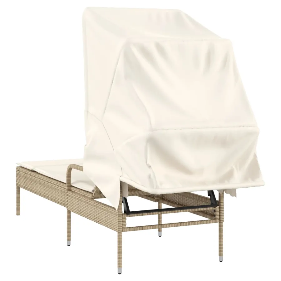 Chaise longue avec auvent gris résine tressée - 16