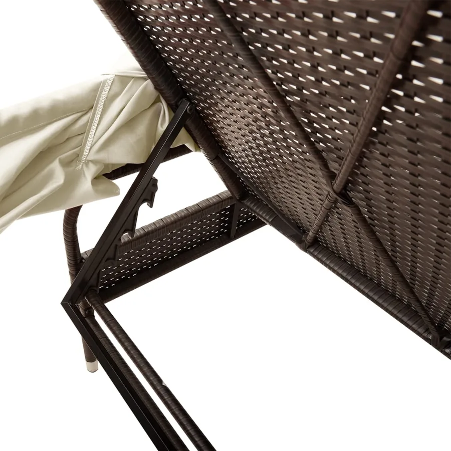 Chaise longue avec auvent gris résine tressée - 48