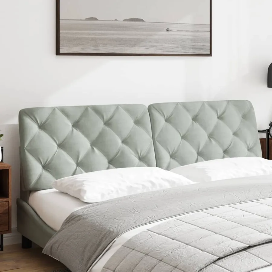 Coussin de tête de lit gris clair 180 cm velours - 3