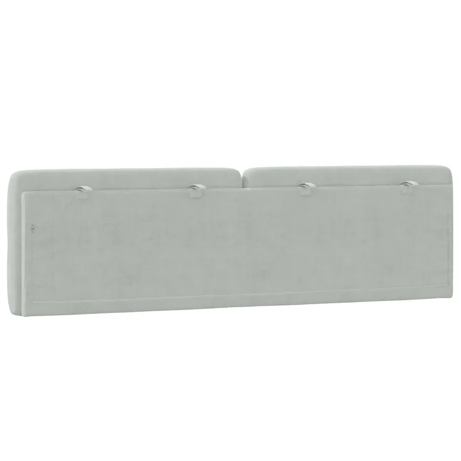 Coussin de tête de lit gris clair 180 cm velours - 7
