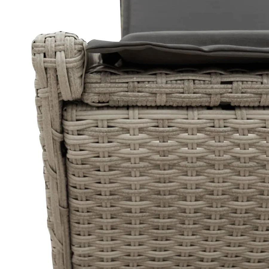 Chaise longue double avec coussins gris clair résine tressée - 9