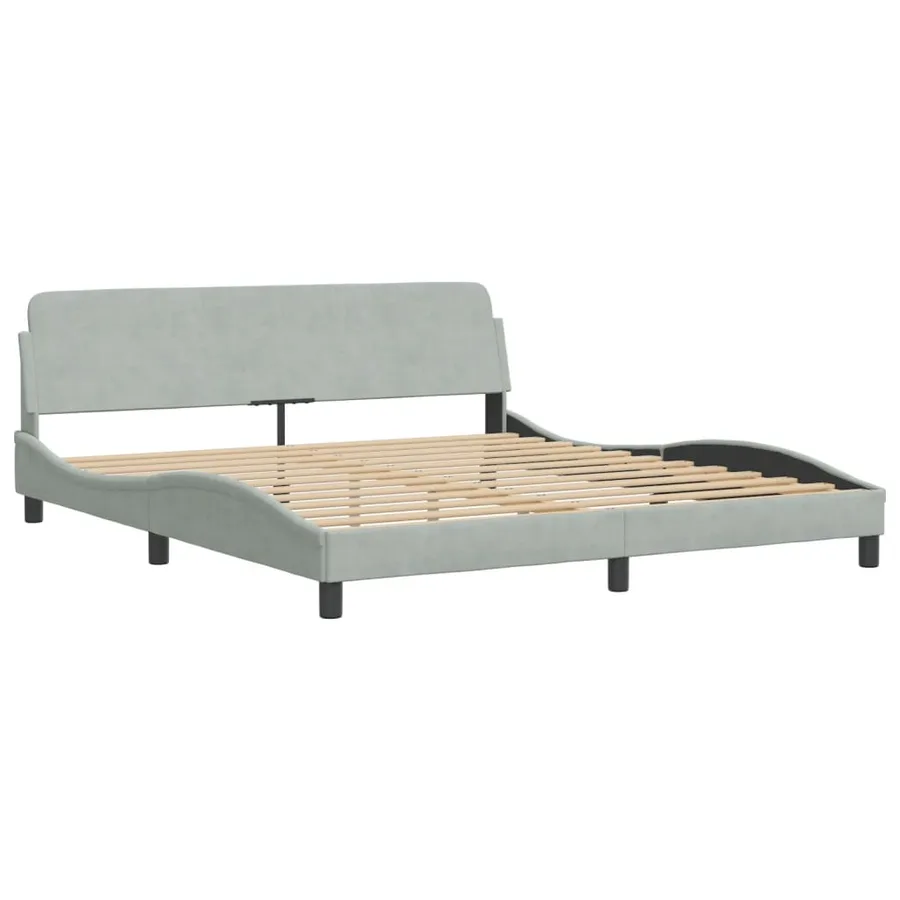 Lit avec matelas gris clair 180x200 cm velours - 4