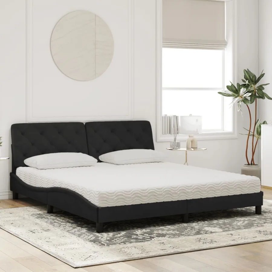 Lit avec matelas noir 180x200 cm velours - 3