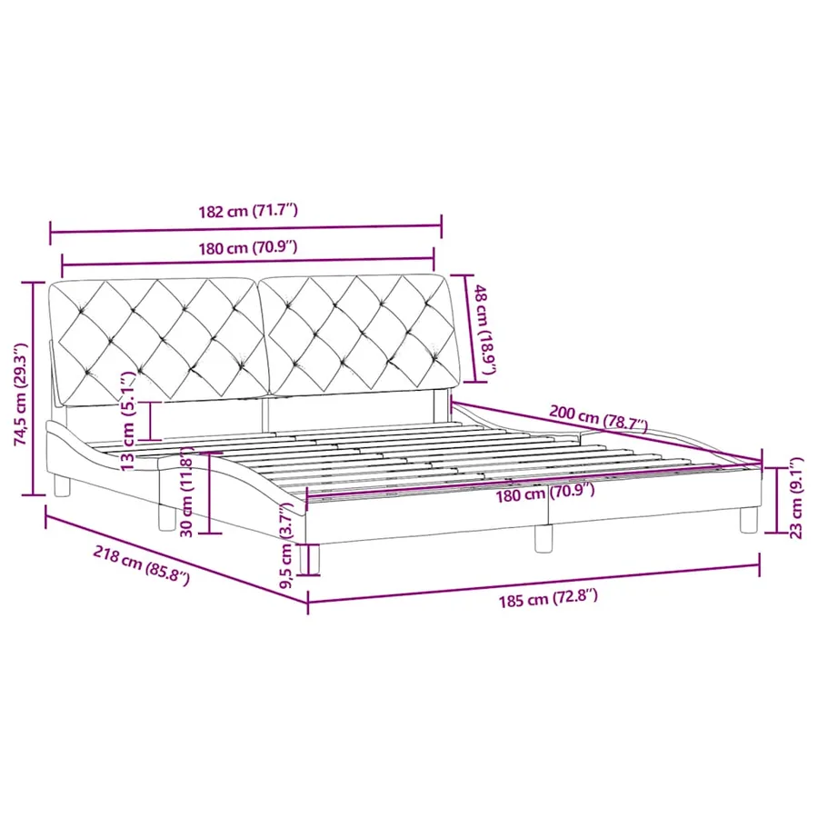 Cadre de lit sans matelas gris clair 180x200 cm velours - 10