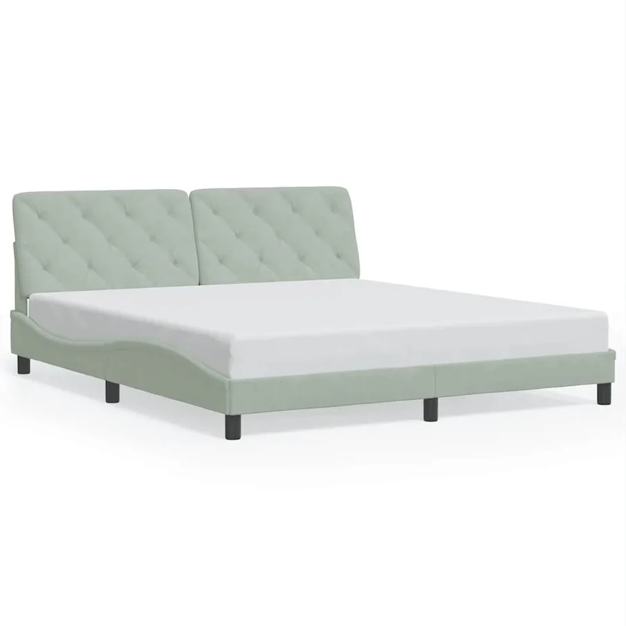 Cadre de lit sans matelas gris clair 180x200 cm velours - 2